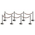 Montour Line Stanchion Post and Rope Kit Sat.Steel, 8 Ball Top7 Tan Rope C-Kit-8-SS-BA-7-PVR-TN-PS